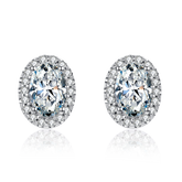Halo 0.5Carat Oval Moissanite Studs